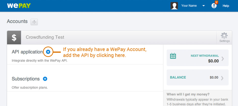 WePay Existing Account